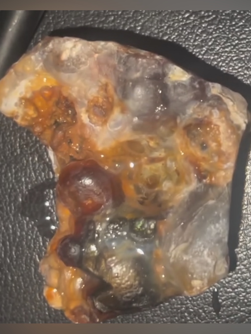 Saddle Ranch unbelievable fire agate. Shows all accents and has potential